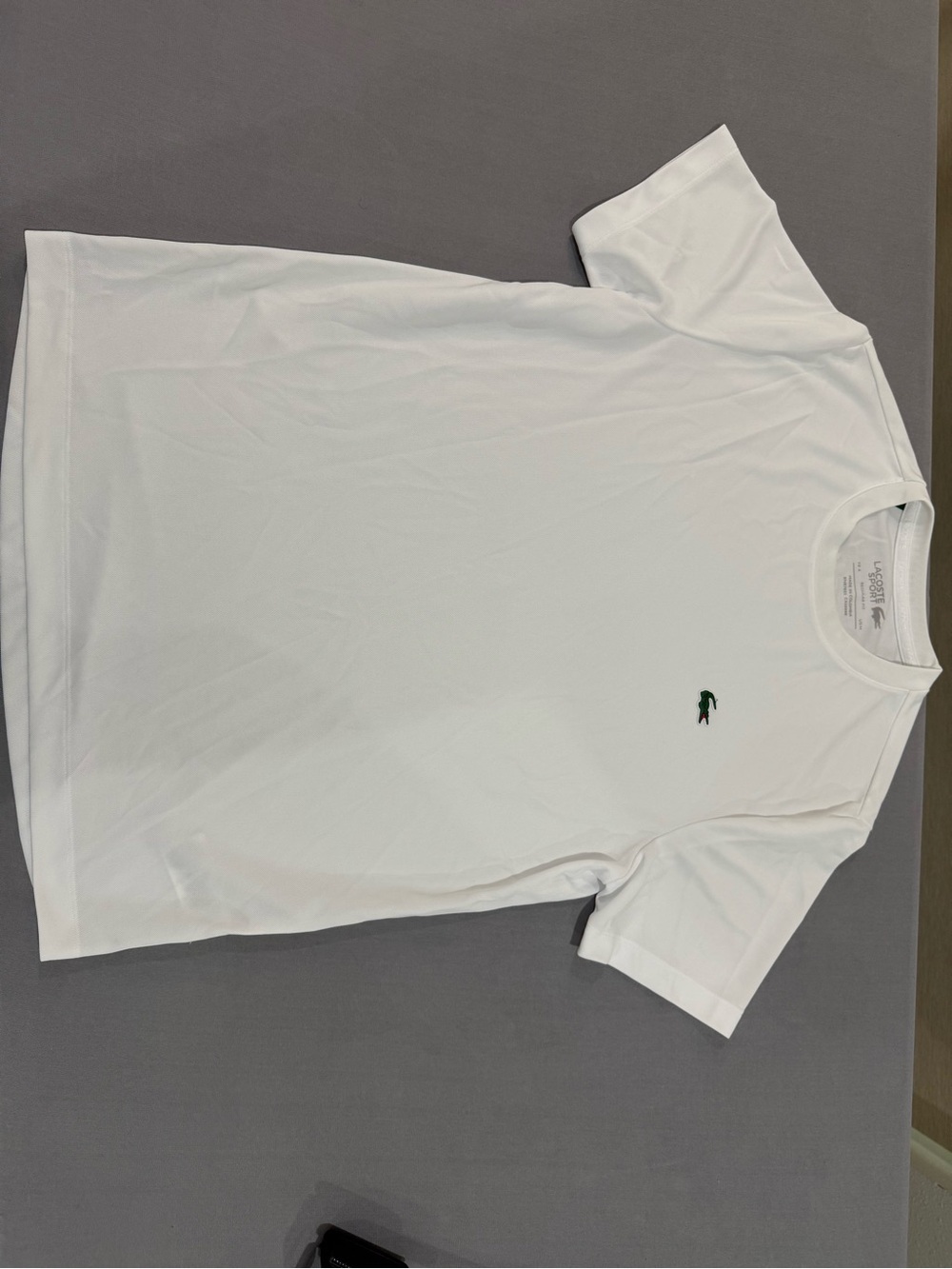 Lacoste White Short Sleeve Crew Neck T-Shirt with Green Crocodile Logo - Picture 4 of 6
